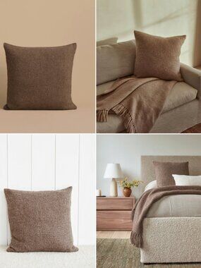 Jenni Kayne Alpaca Basketweave Throw & Pillow Set in Cocoa - 3-Piece Bundle